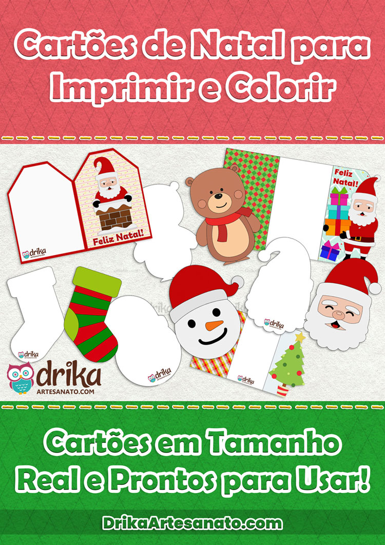 Cartões de Natal para Imprimir e Colorir