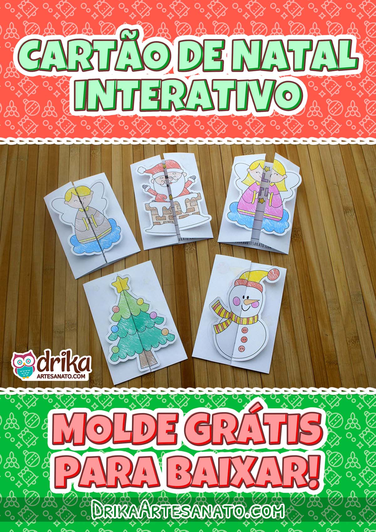 Cartão de Natal Interativo para Imprimir e Colorir: 5 Modelos Grátis