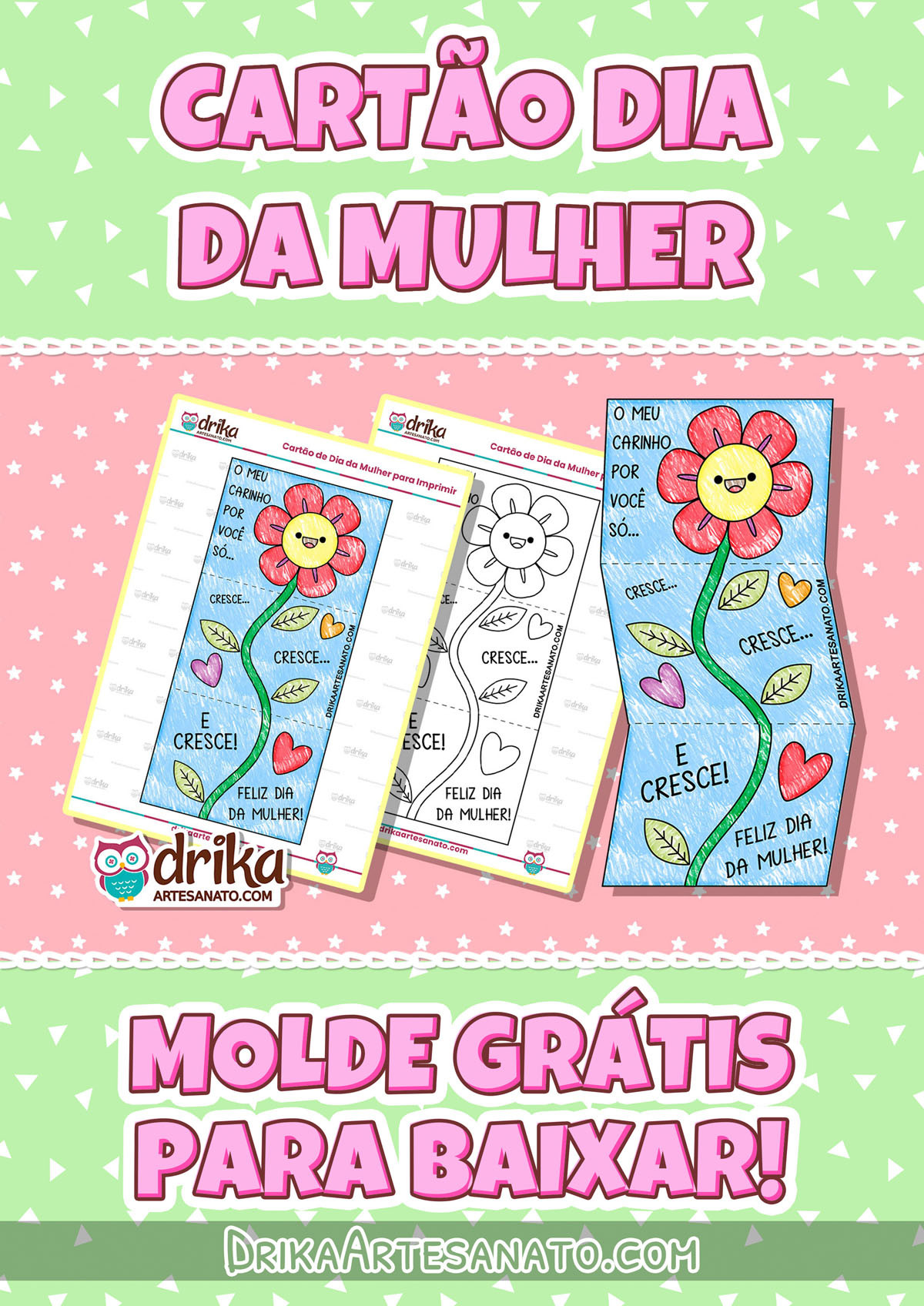 Cartão Dia da Mulher para Imprimir: Meu Carinho por Você só Cresce!