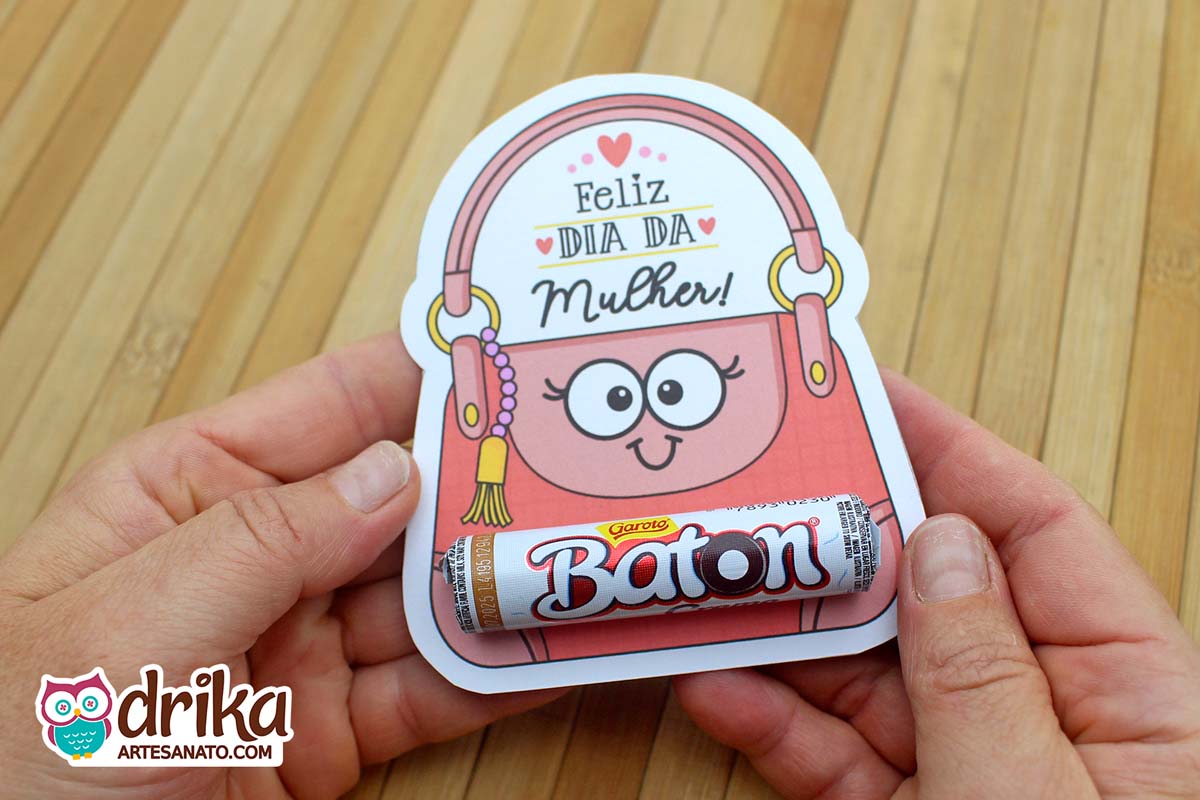 Lembrancinha de Dia da Mulher Cartão Bolsinha Porta Batom