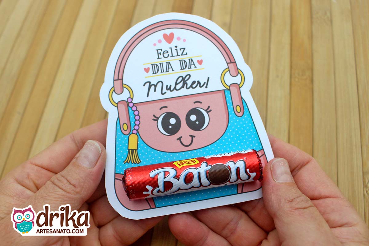 Lembrancinha de Dia da Mulher Cartão Bolsinha Porta Batom