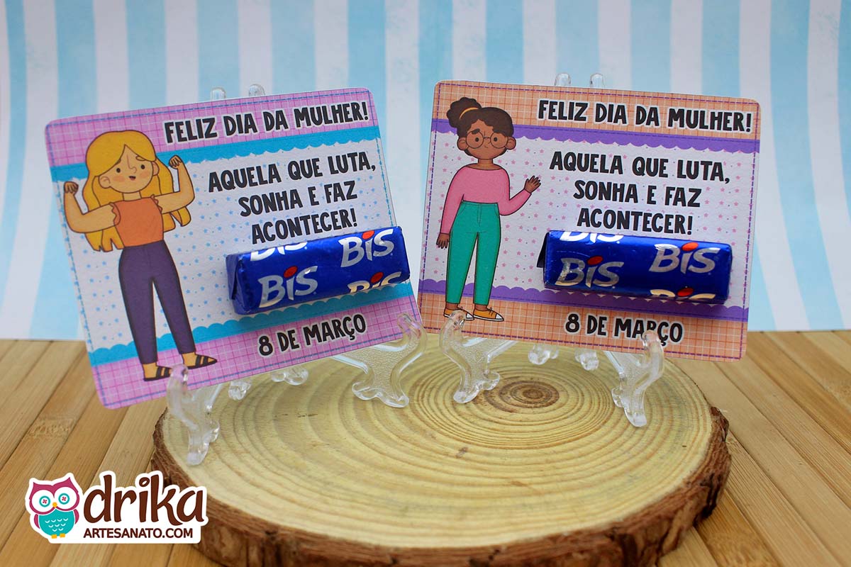 Lembrancinha de Dia da Mulher Cartão Porta Bis