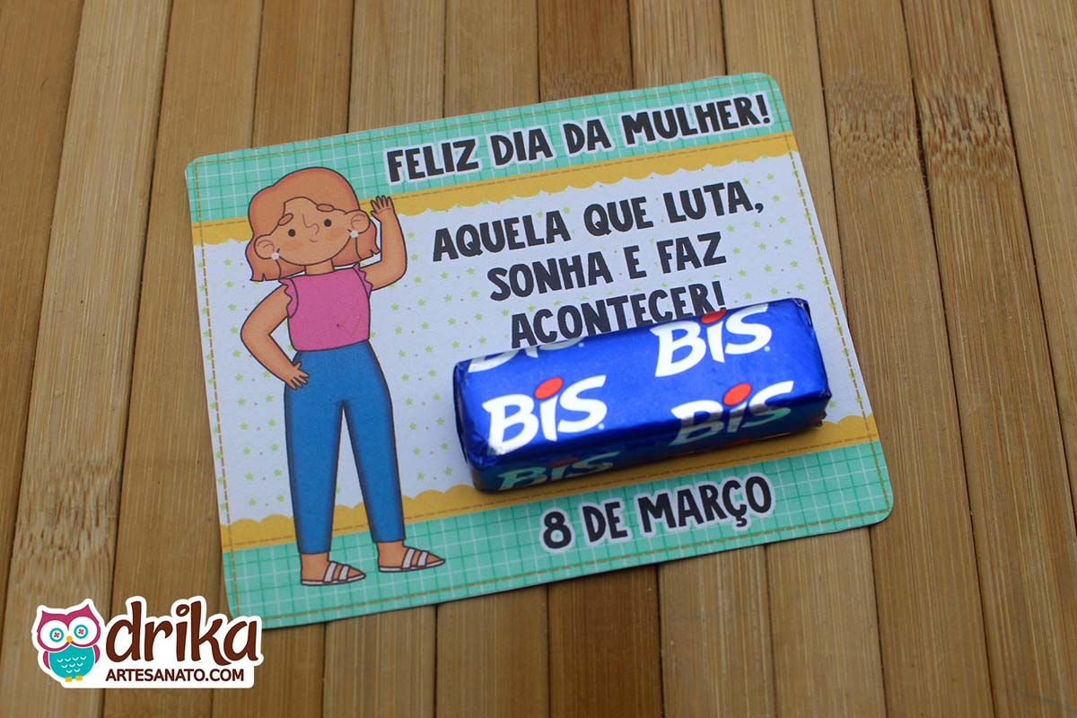 Lembrancinha de Dia da Mulher Cartão Porta Bis