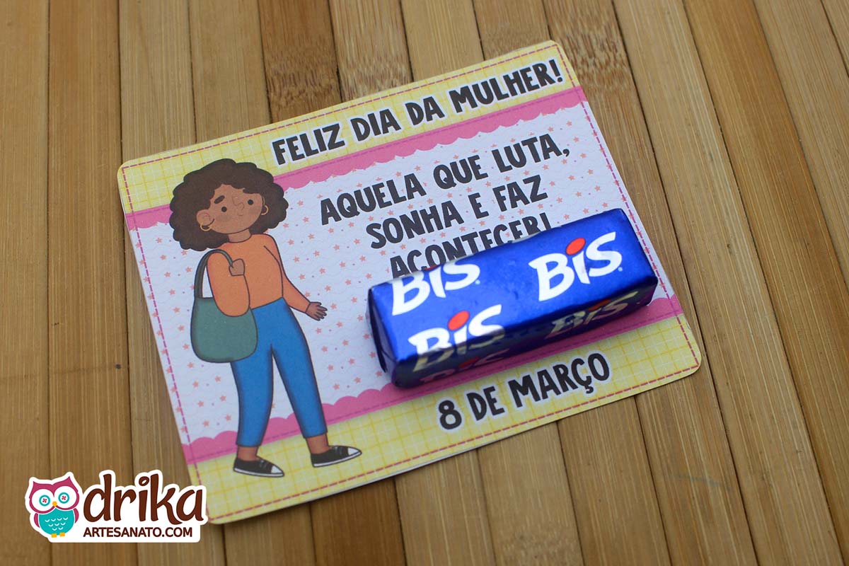 Lembrancinha de Dia da Mulher Cartão Porta Bis