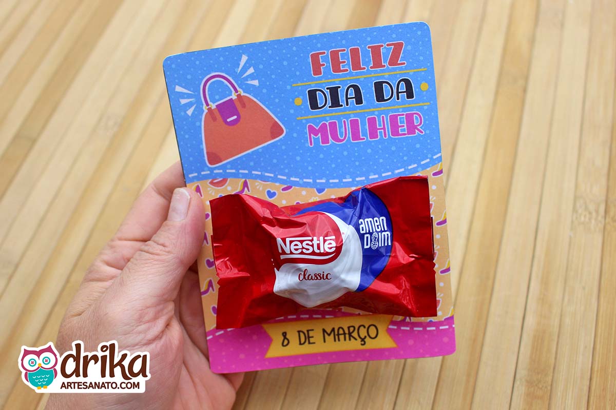Lembrancinha de Dia da Mulher Cartão Porta Bombom
