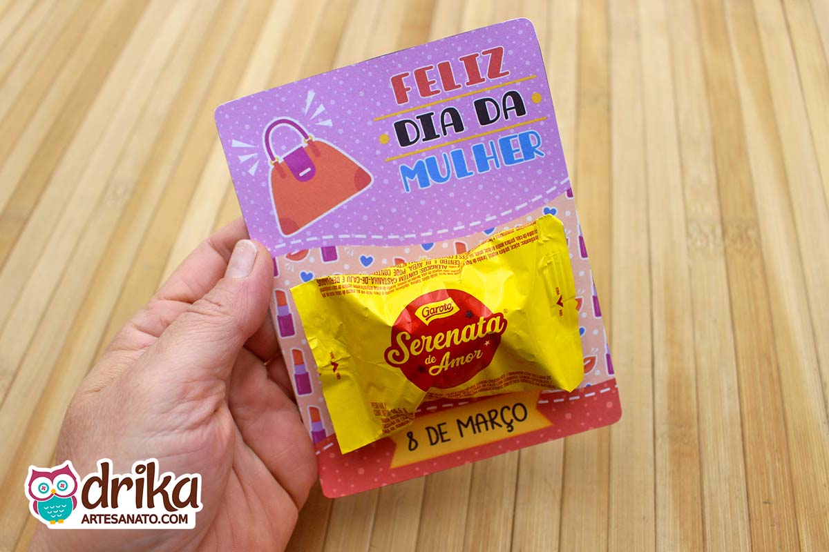 Lembrancinha de Dia da Mulher Cartão Porta Bombom