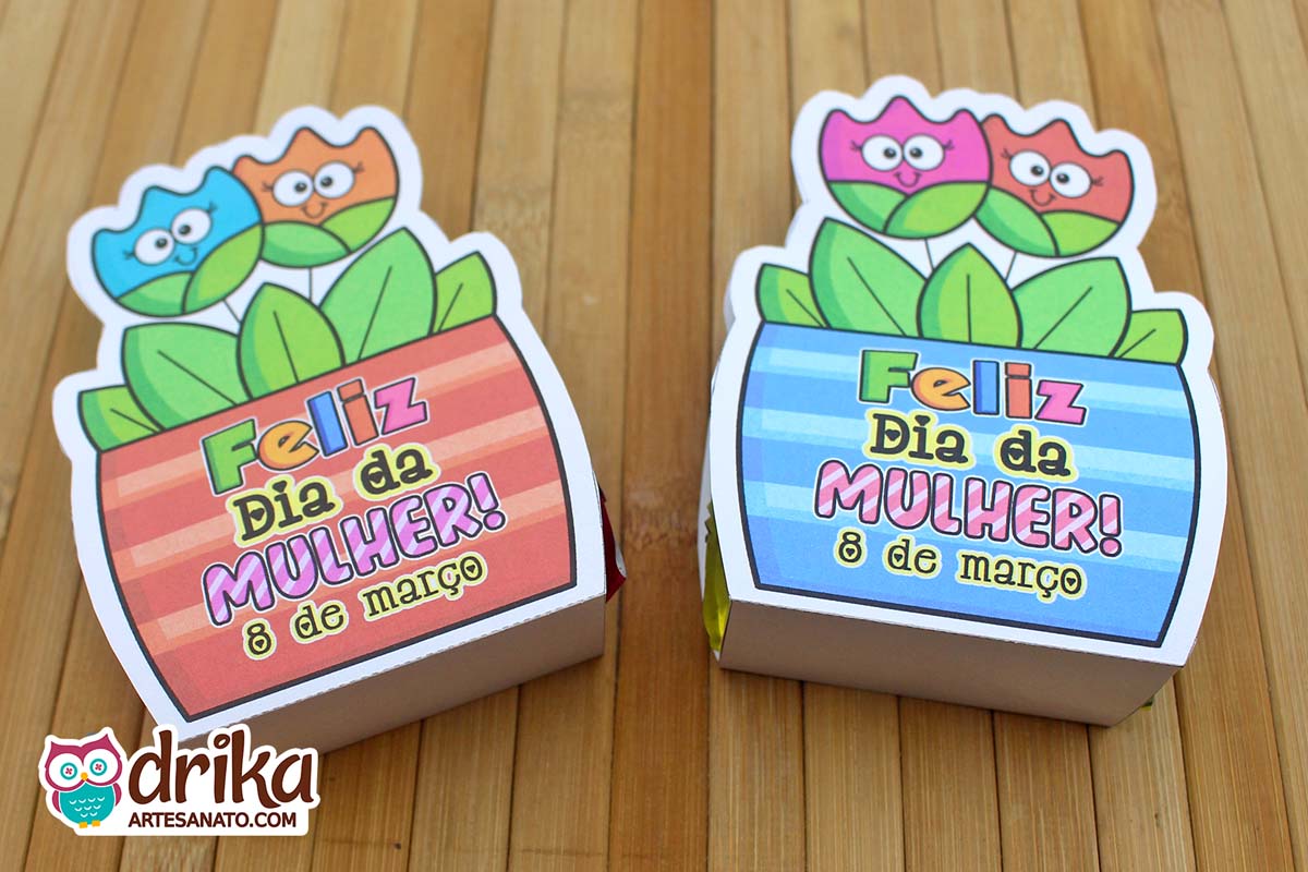 Lembrancinha de Dia da Mulher Vaso de Flores Porta Bombom