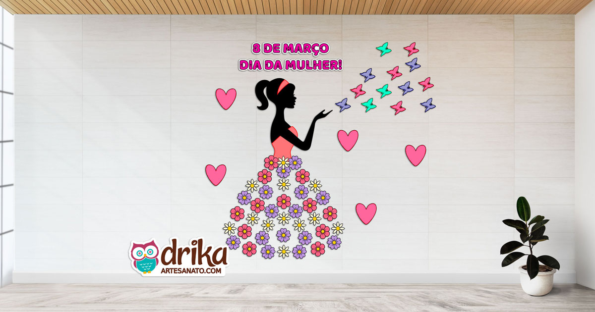 Painel para o Dia da Mulher: Molde Grátis em PDF para Baixar