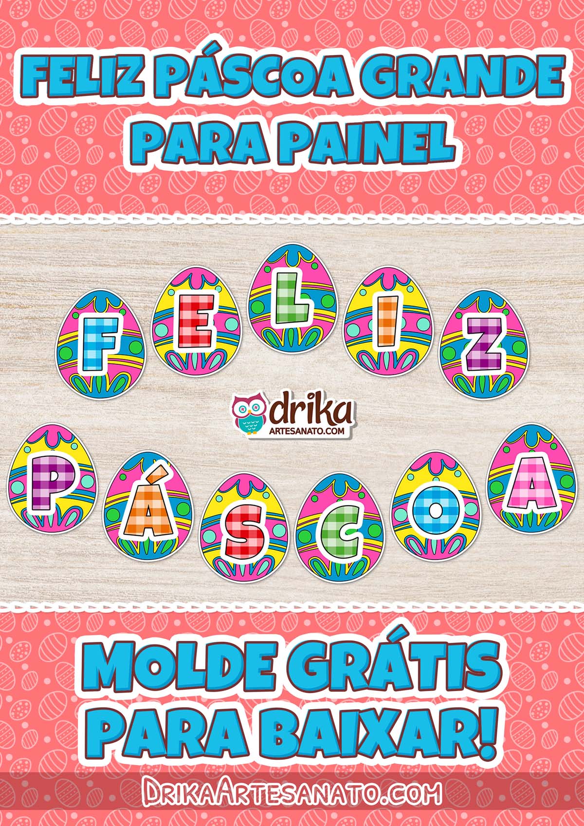 Molde de Feliz Páscoa para Painel em Tamanho Grande