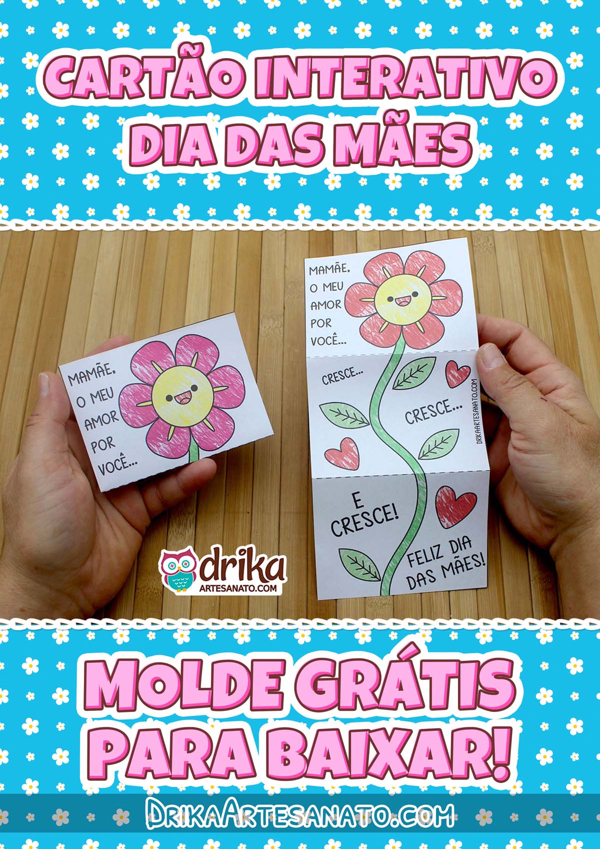 Cartão Interativo Dia das Mães para Imprimir Grátis em PDF
