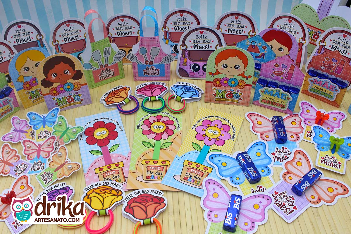 Várias lembrancinhas personalizadas para o Dia das Mães