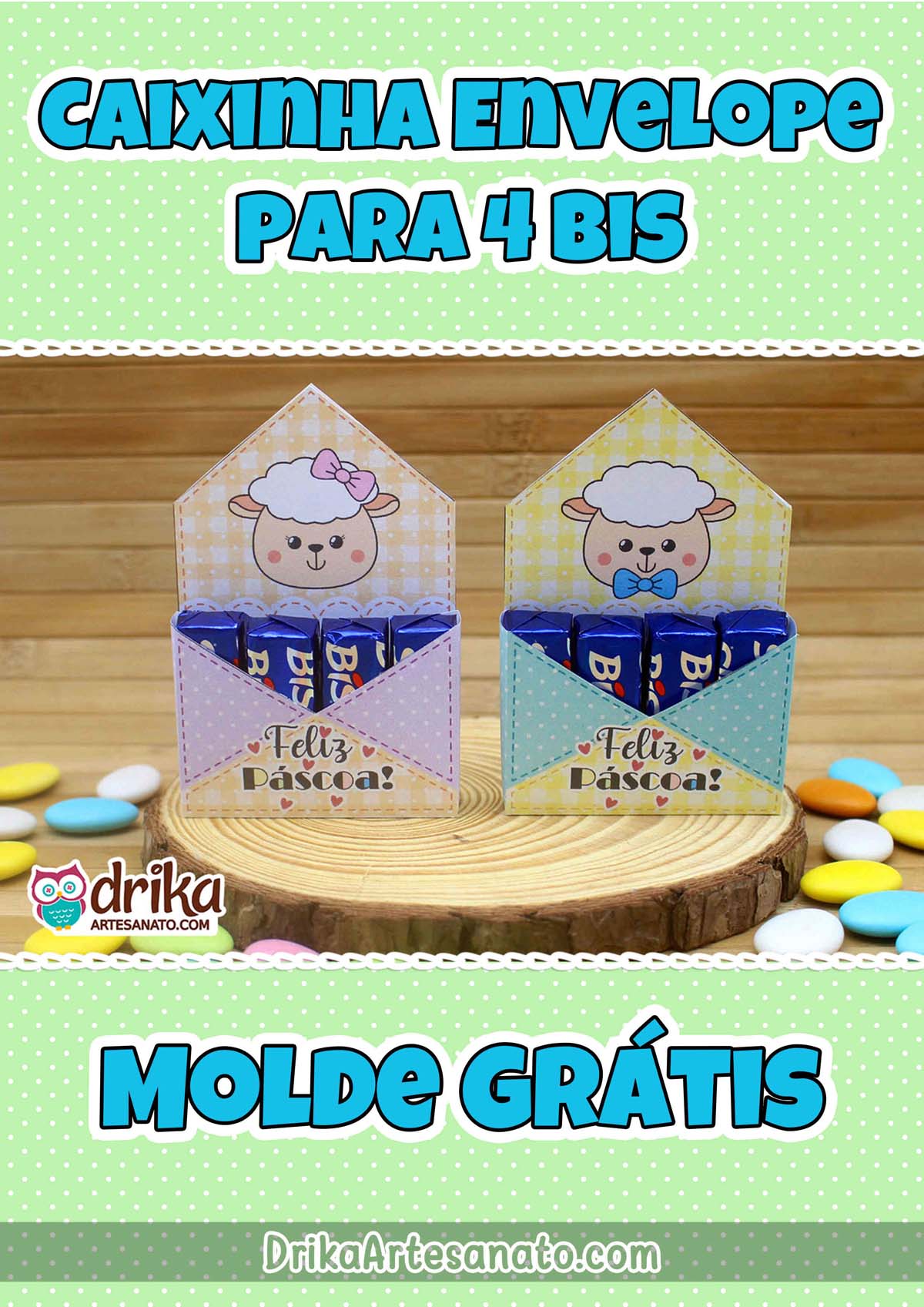 Caixinha Envelope para Bis de Ovelha da Páscoa Cristã: Molde Grátis!
