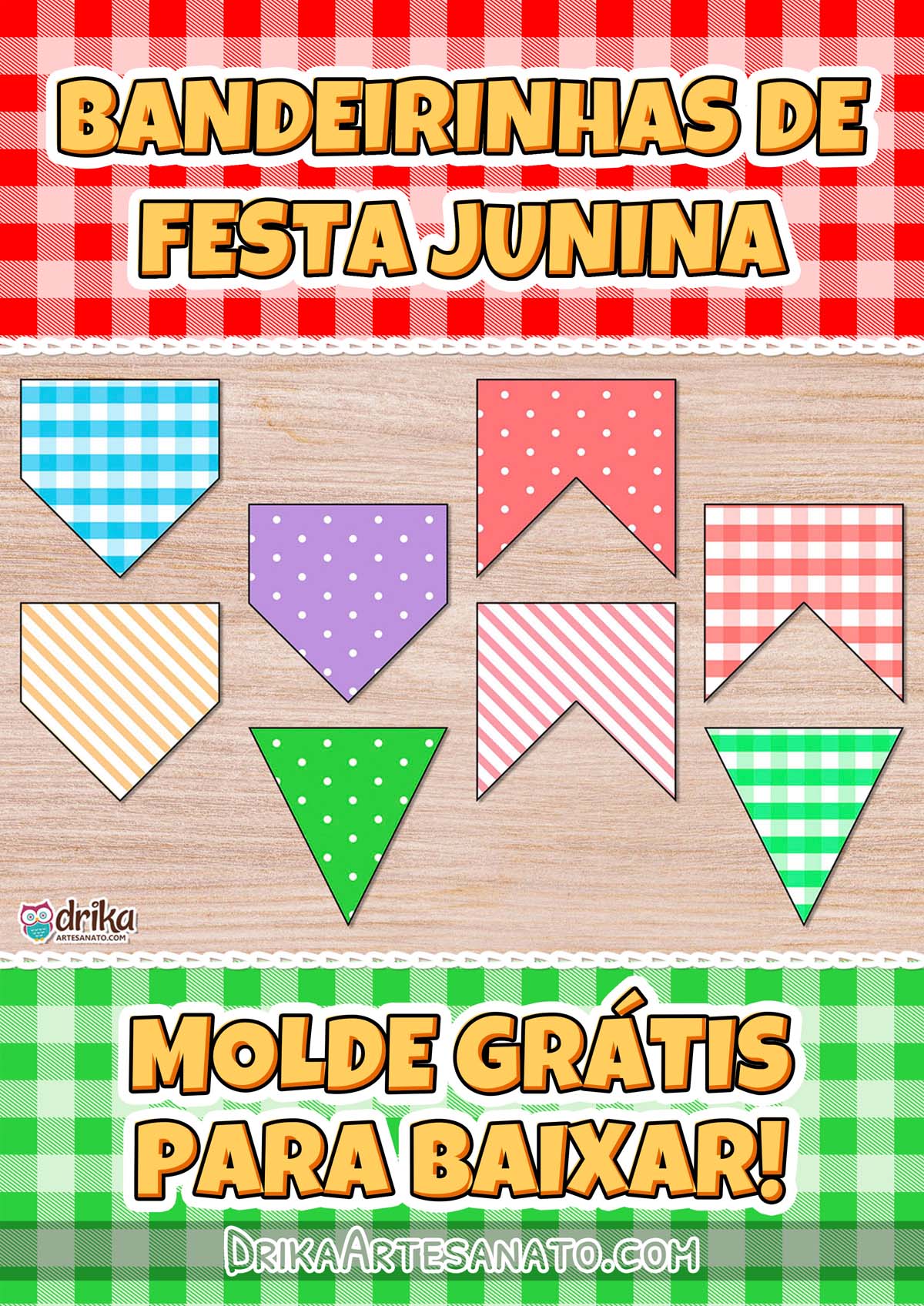 Bandeirinhas Charmosas de Festa Junina para Imprimir Grátis em PDF
