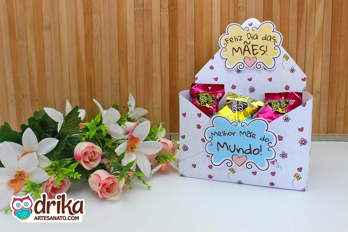 Caixa Envelope de Dia das Mães com bombons