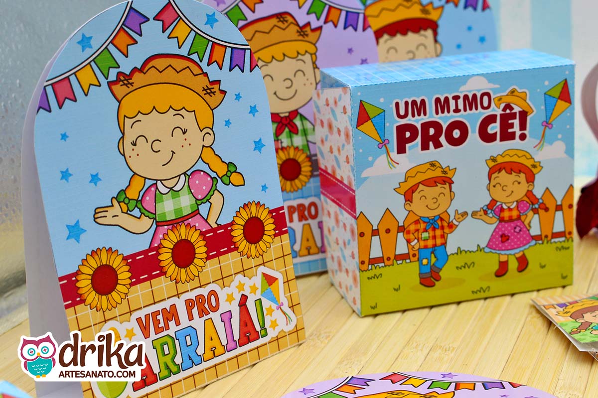 Uma coleção VIP de Lembrancinhas de Festa Junina para imprimir, recortar e montar