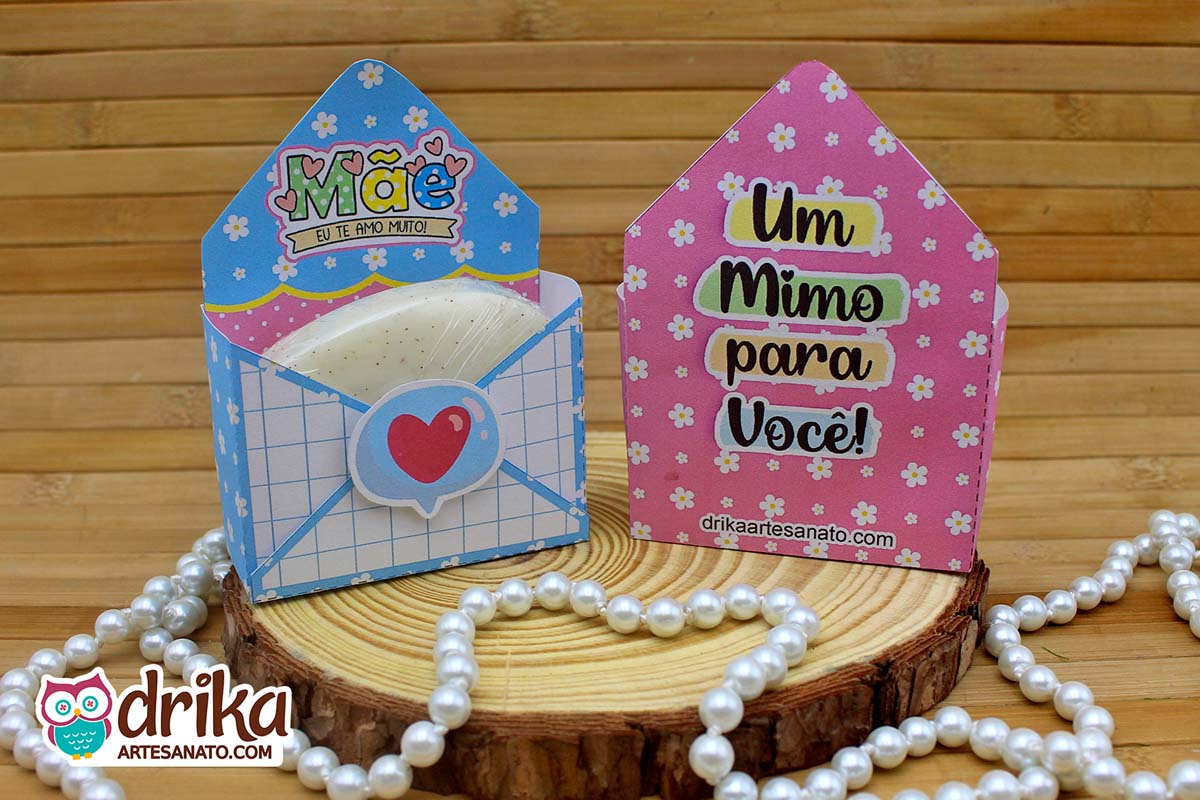 Caixa Azul estilo Envelope tamanho Mini com sabonete