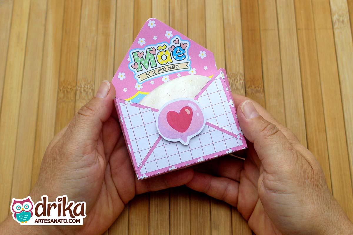 Caixa Rosa estilo Envelope tamanho Mini com sabonete