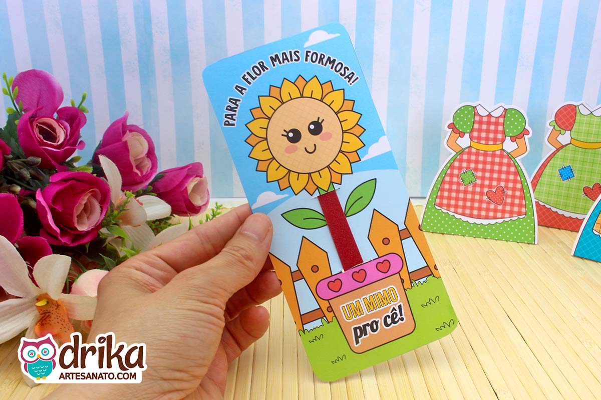 Cartão Porta Lixa de Unha com Flor: 3 Modelos