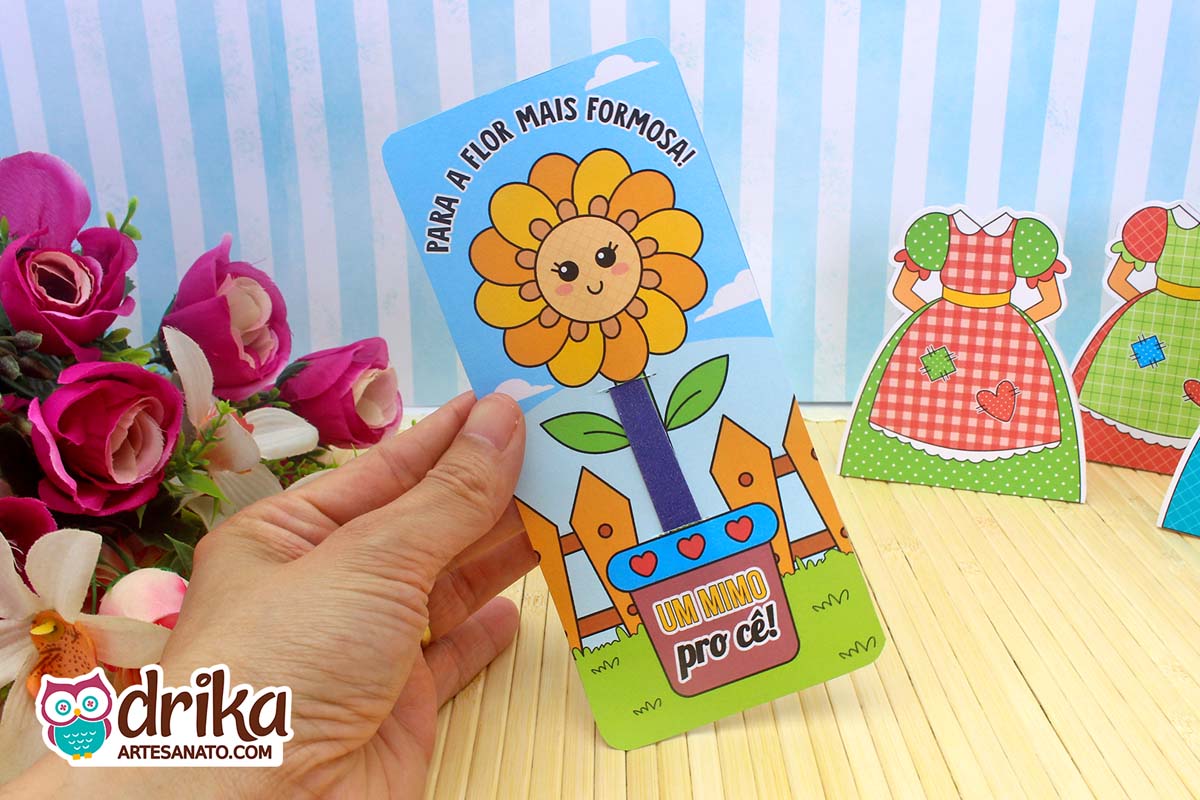 Cartão Porta Lixa de Unha com Flor: 3 Modelos