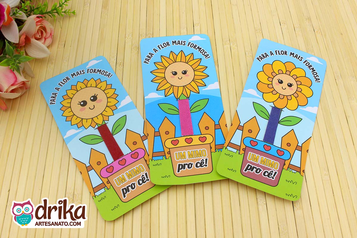 Cartão Porta Lixa de Unha com Flor: 3 Modelos