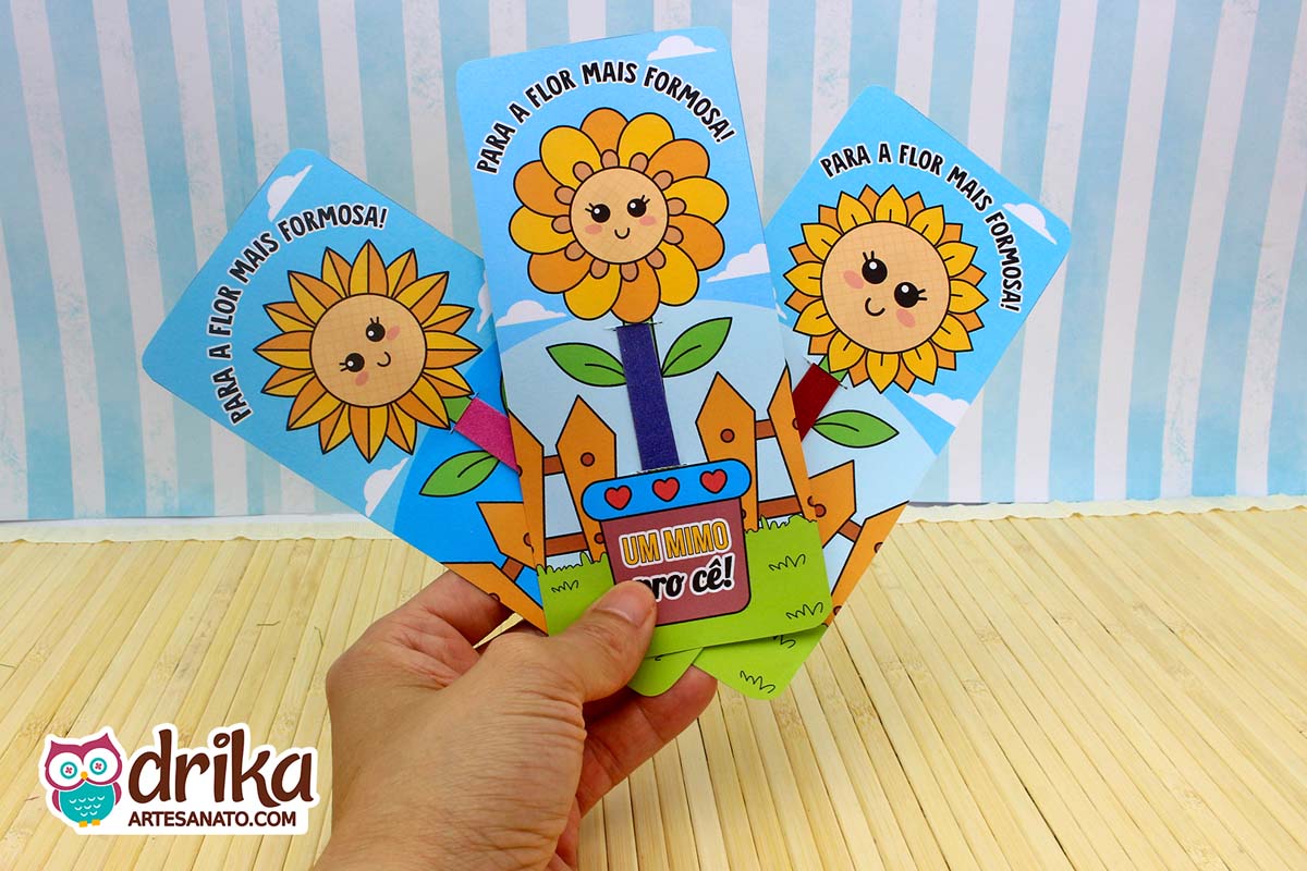 Cartão Porta Lixa de Unha com Flor: 3 Modelos