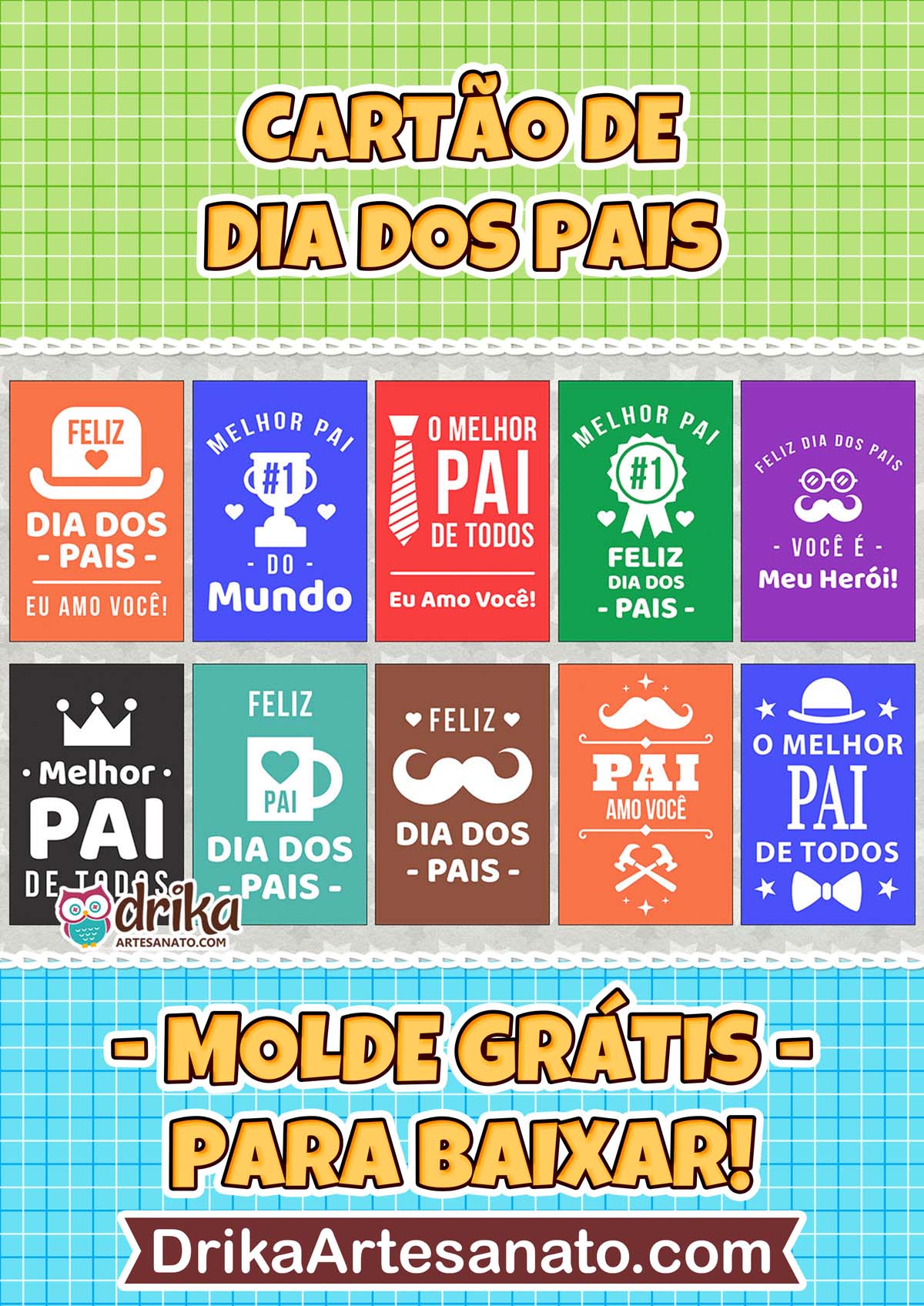Vários Modelos de Cartóes de Dia dos Pais para Imprimir em PDF