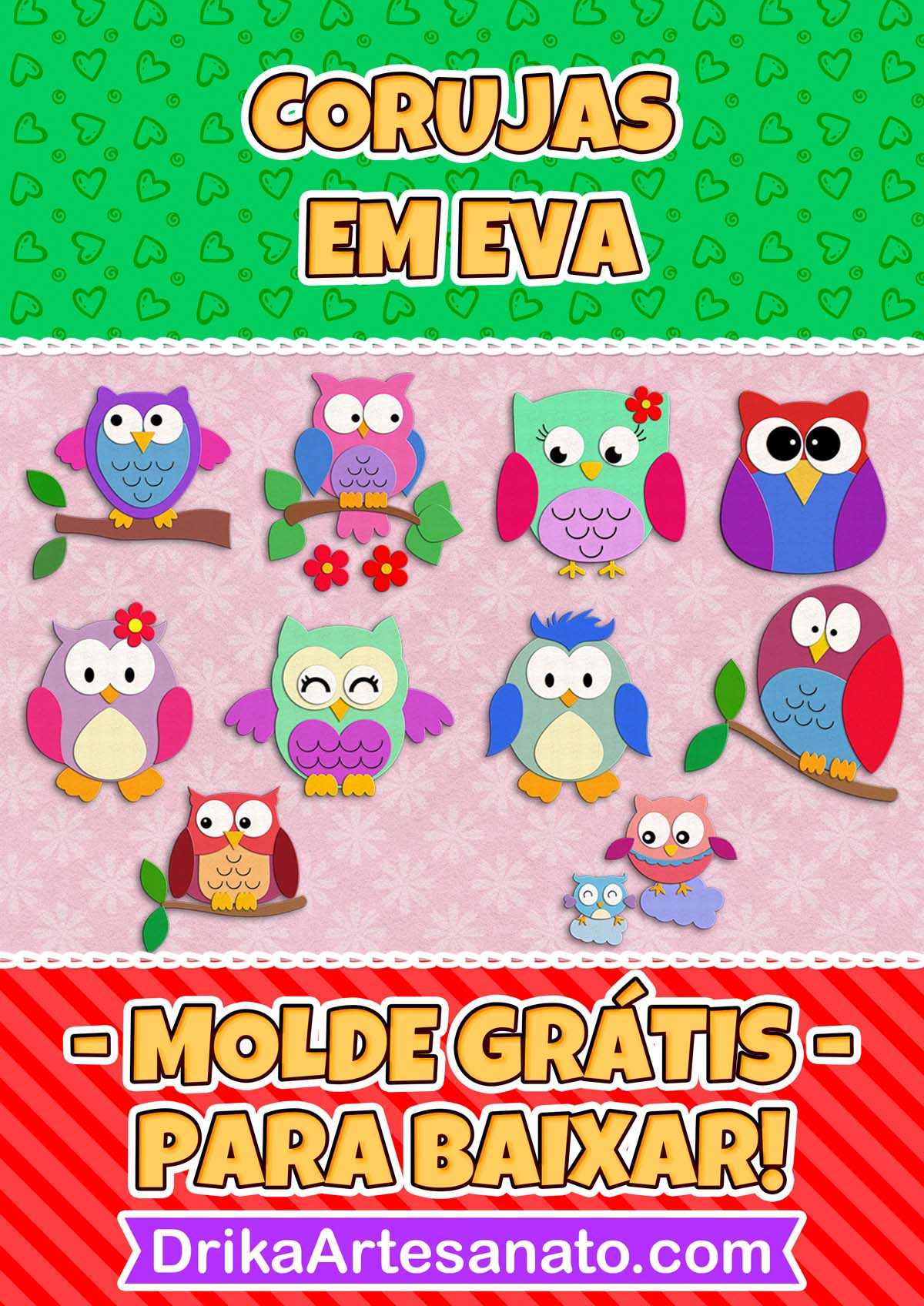 Moldes de Corujas em EVA para Baixar Grátis e Imprimir