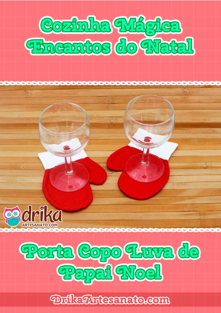 Porta-copo de Luva de Papai Noel