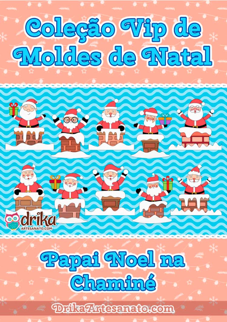 Moldes de Papai Noel na Chaminé