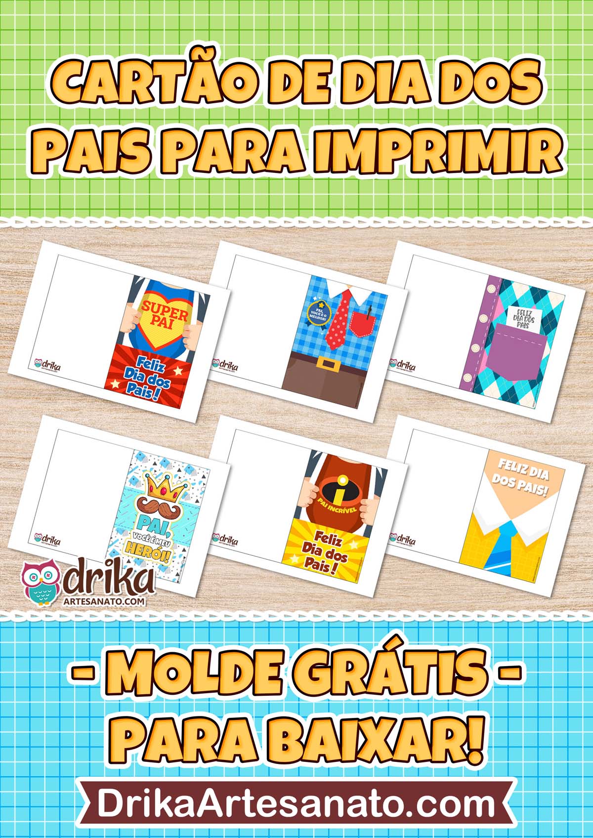 Cartão de Dia dos Pais para Imprimir: 20 Modelos Lindos em PDF
