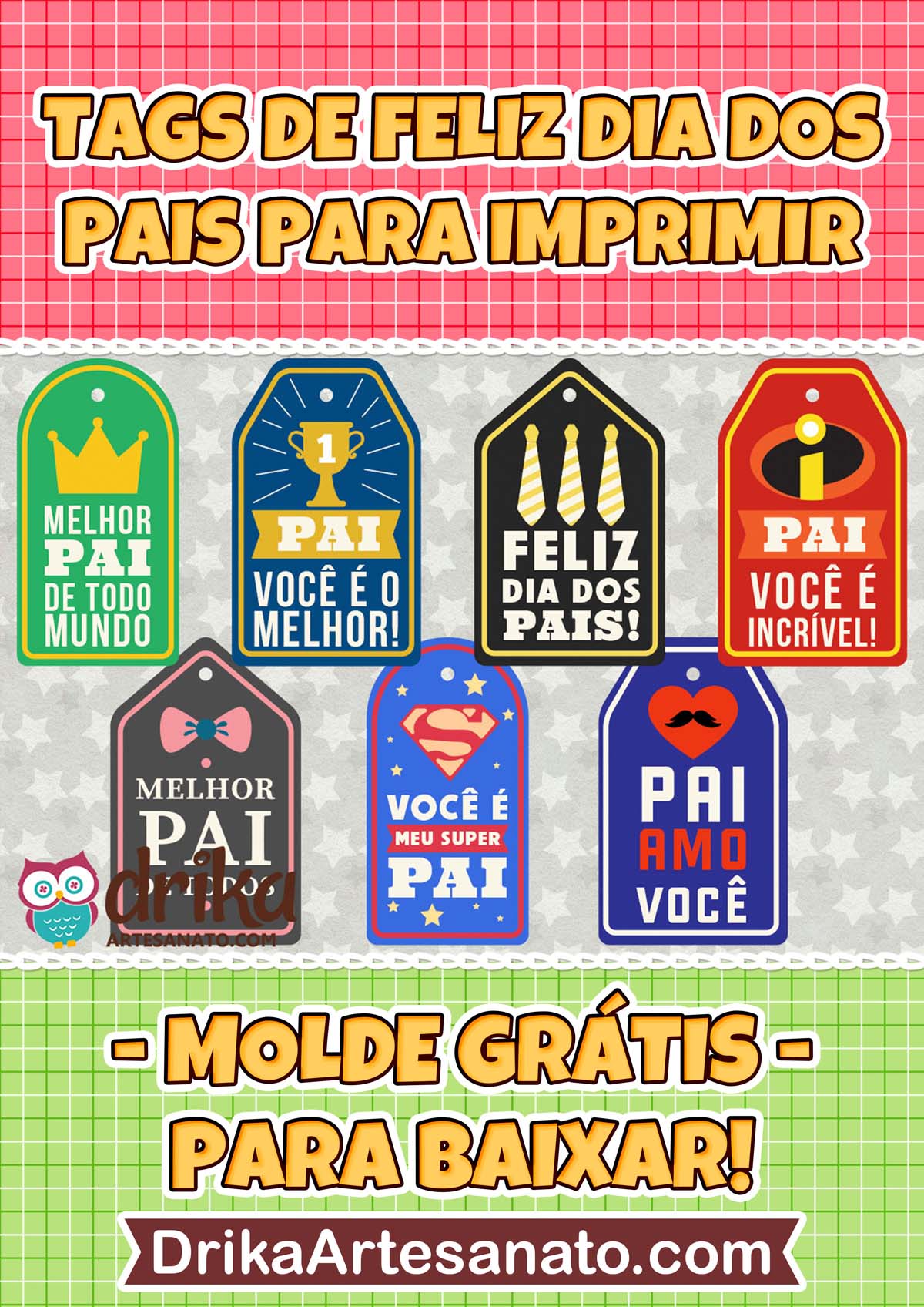 Tag Feliz Dia dos Pais para Imprimir: Baixe Grátis Vários Modelos!
