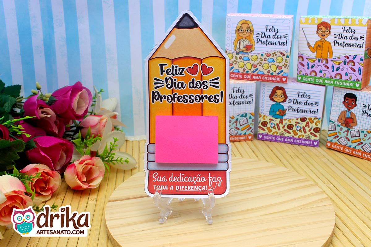 Porta-Post-it Lápis Cute: 4 modelos de Lembrancinhas de Dia dos Professores