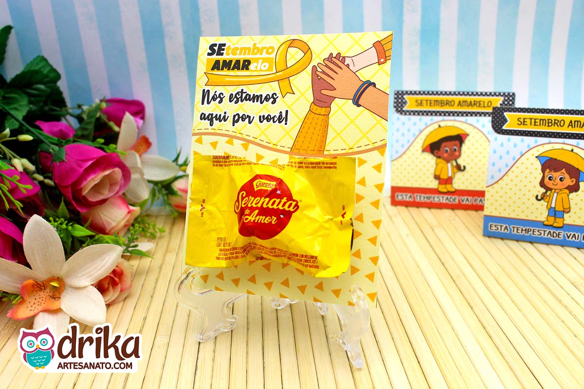 Cartão Porta-bombom do Setembro Amarelo: 8 modelos