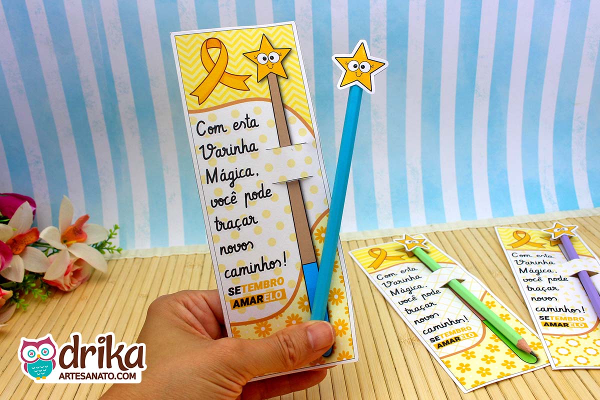 Cartão Porta-lápis Varinha Mágica: do Setembro Amarelo 3 modelos