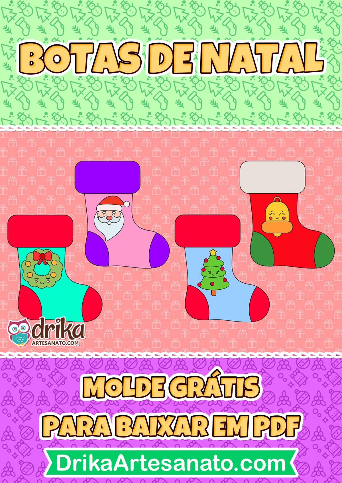 Molde de Bota de Natal para Imprimir Grátis em Tamanho Real