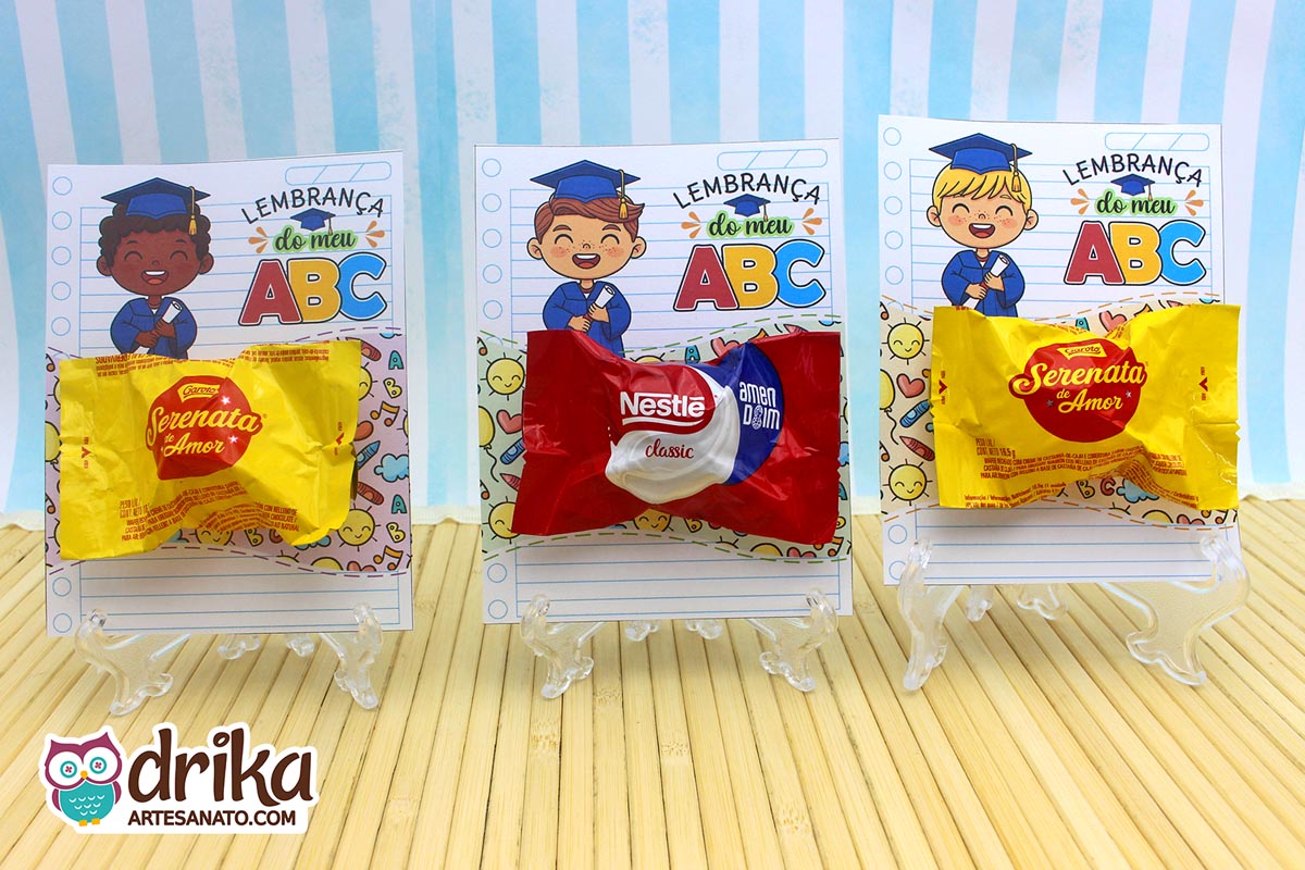 Cartão Porta-bombom Meninos: 5 modelos de Formatura ABC