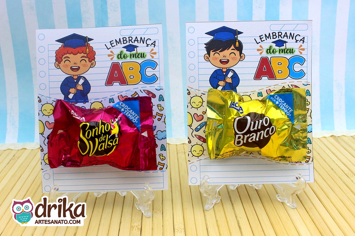 Cartão Porta-bombom Meninos: 5 modelos de Formatura ABC