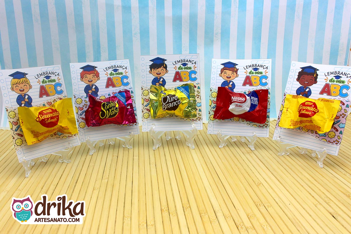 Cartão Porta-bombom Meninos: 5 modelos de Formatura ABC