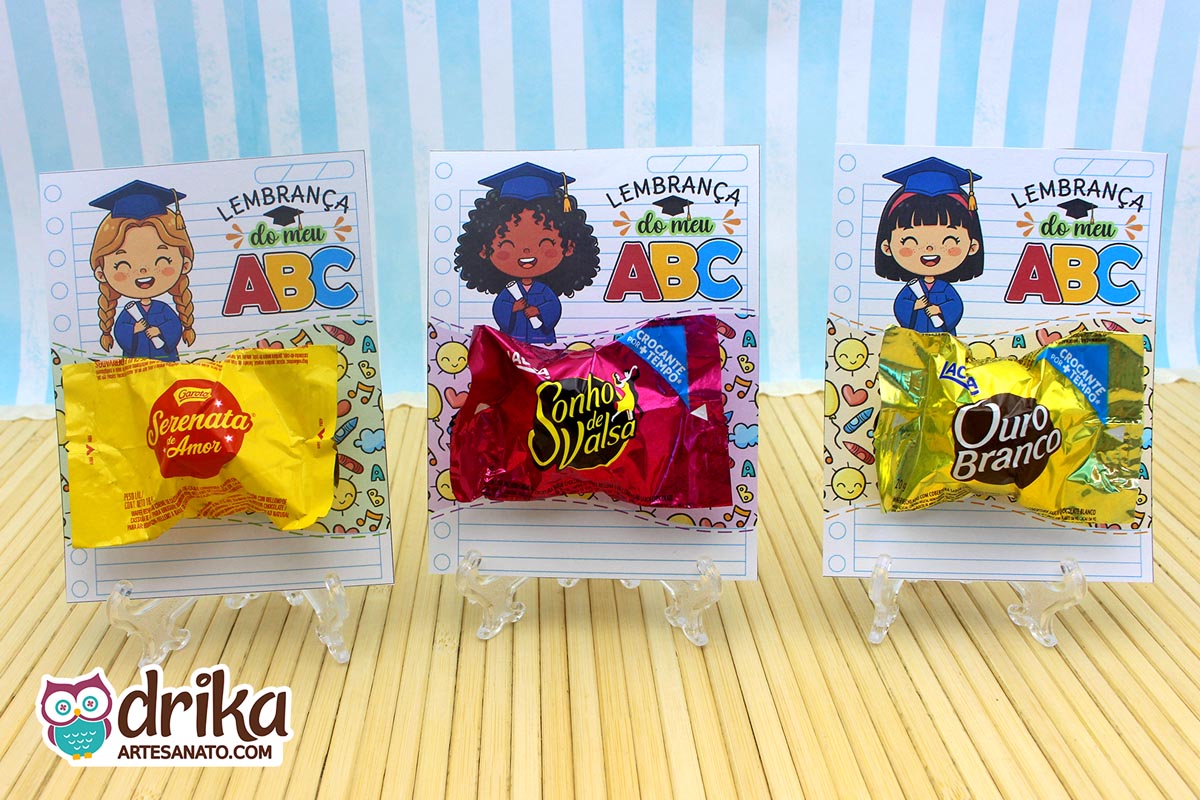 Cartão Porta-bombom Meninas: 5 modelos de Formatura ABC