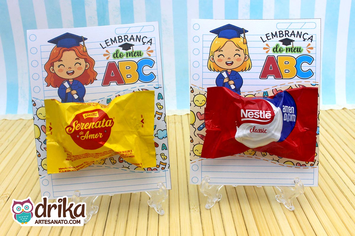 Cartão Porta-bombom Meninas: 5 modelos de Formatura ABC