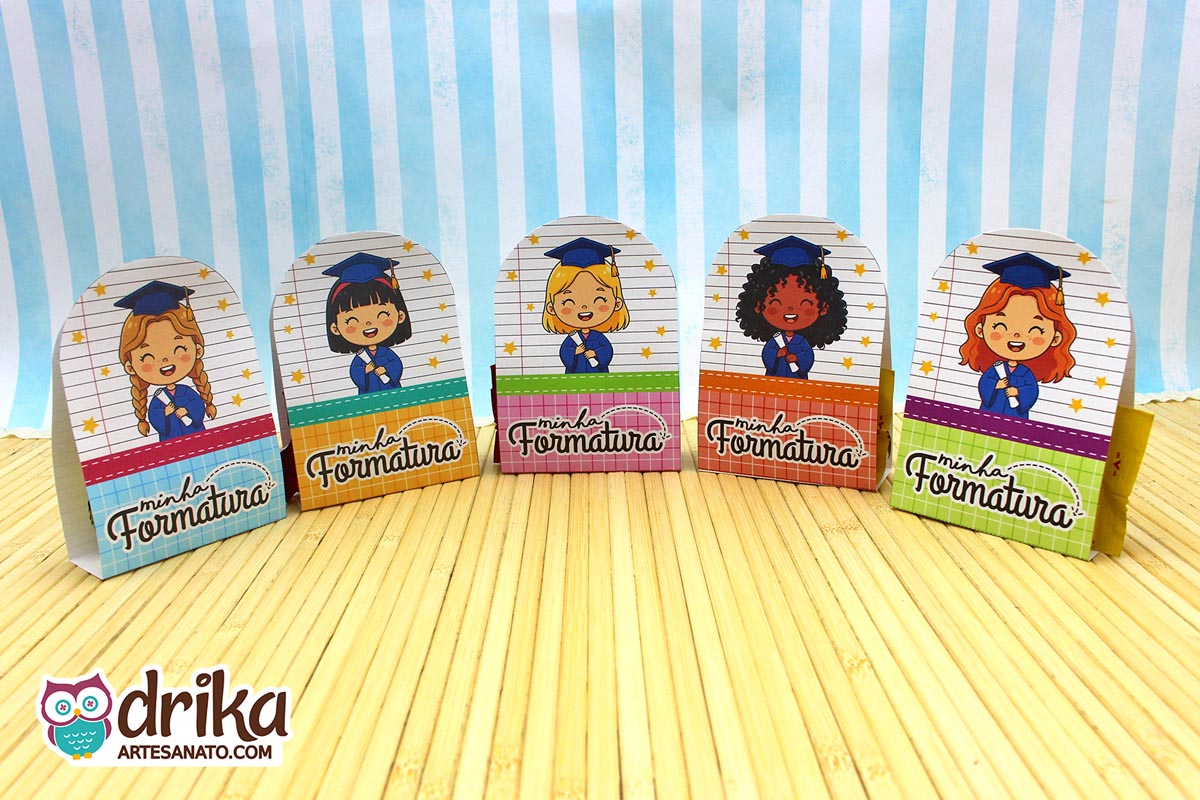 Porta-bombom Meninas Cute: 5 modelos de Formatura ABC