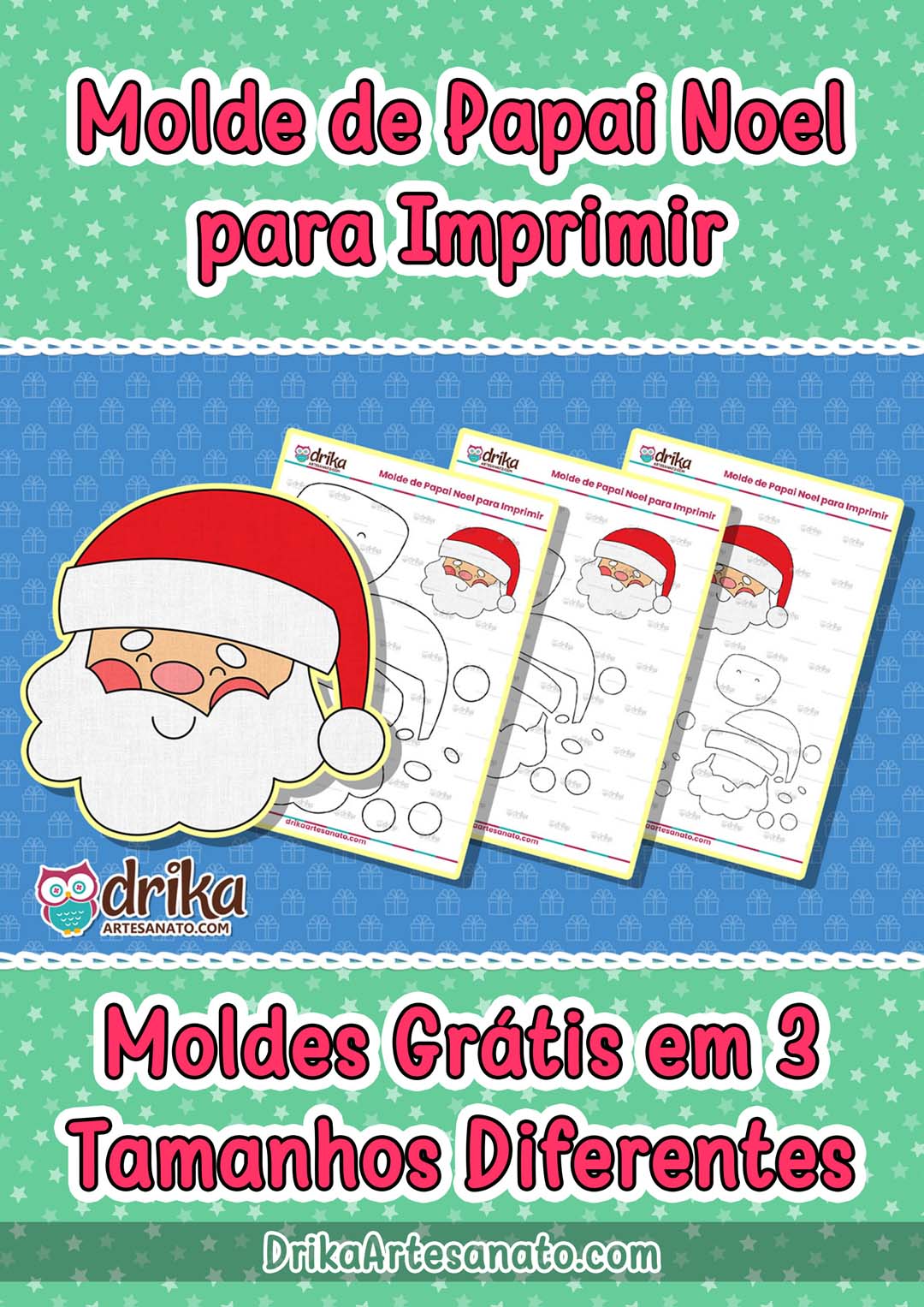 Molde de Papai Noel para Baixar Gr&aacute;tis e Imprimir!