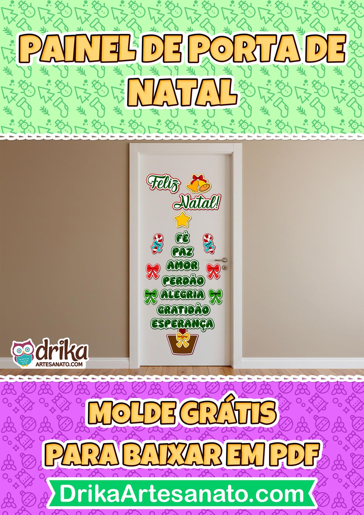 Painel de Porta de Natal para Imprimir: Baixe Grátis em PDF!