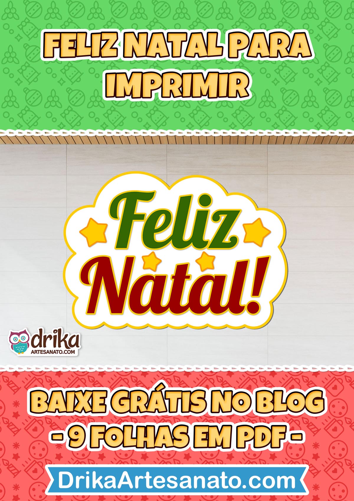 Painel Gr&aacute;tis Feliz Natal para Imprimir: Baixe em PDF!