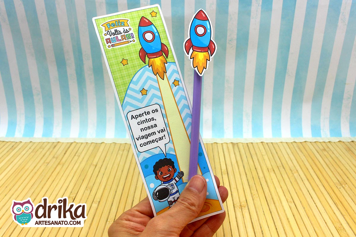 Cart&atilde;o Porta-l&aacute;pis Astronauta Meninos: 3 Modelos