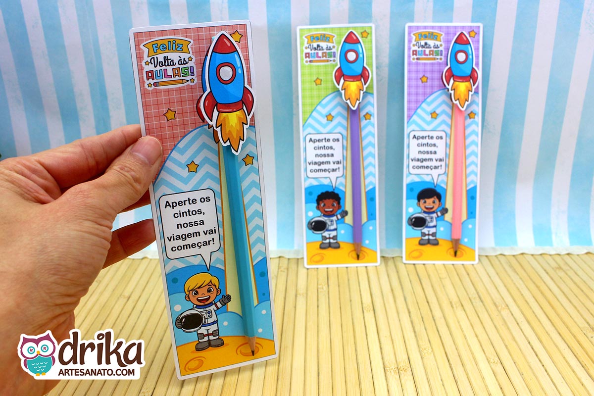 Cart&atilde;o Porta-l&aacute;pis Astronauta Meninos: 3 Modelos