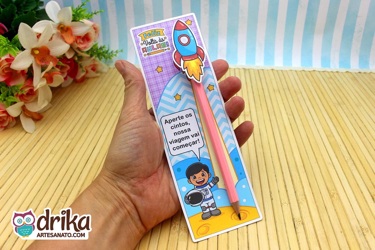Cart&atilde;o Porta-l&aacute;pis Astronauta Meninos: 3 Modelos