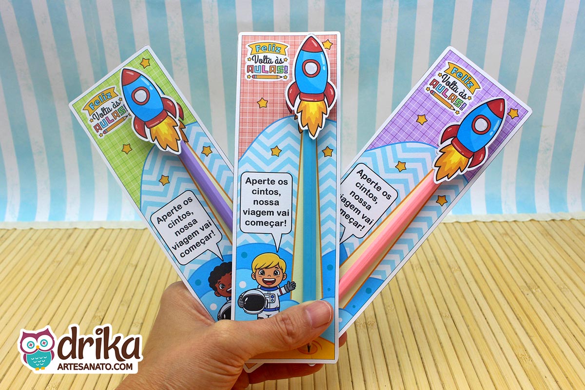 Cart&atilde;o Porta-l&aacute;pis Astronauta Meninos: 3 Modelos