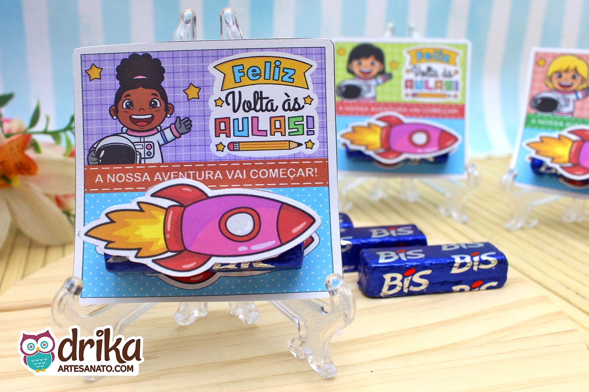 Lembrancinha de Volta &agrave;s Aulas: Porta-bis Astronautas Meninas