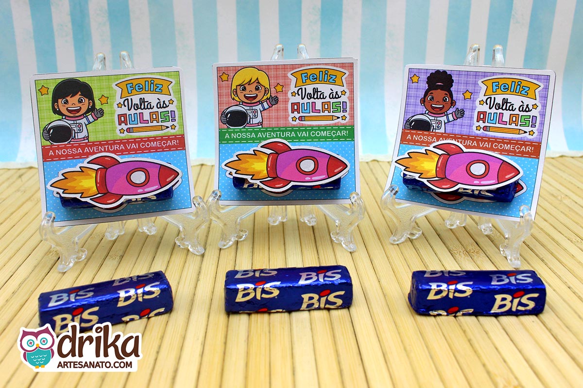 Lembrancinha de Volta &agrave;s Aulas: Porta-bis Astronautas Meninas